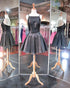 Sexy Black Satin Homecoming Dresses 2018 New Spaghetti Straps Ball Gown Prom Party Gowns